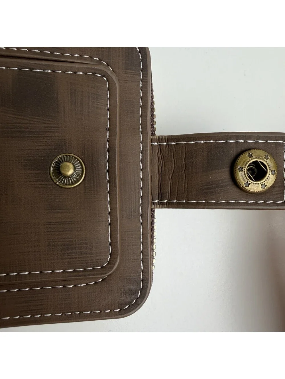 Western Brown Wallet Star Concho Zip Around Faux Leather Snap